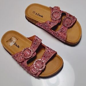 Link Pink Rhinestone Little Girls Sandals Size 13.